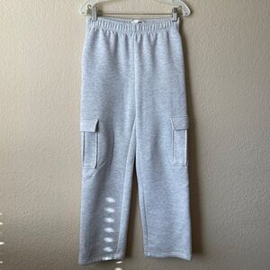 Moyee Womens Fleece Cargo Sweatpants Gray Size Small